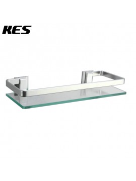 Bathroom Wall Mounted Glass Shelf with 8MM Extra Thick Glass & Retangular 1 Tier Storage Organizer, Sliver WMBS004A